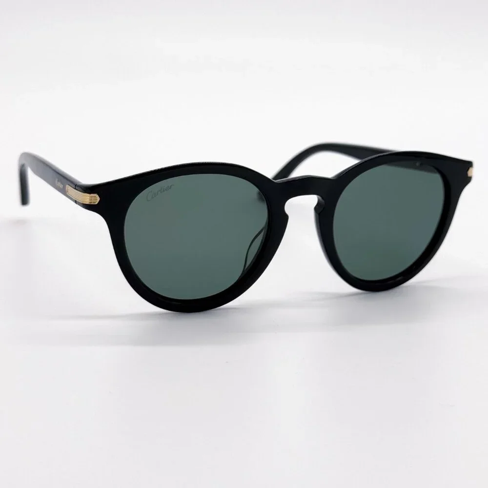 NEW CARTIER CT0010S 004 MEN BLACK ROUND SUNGLASSES